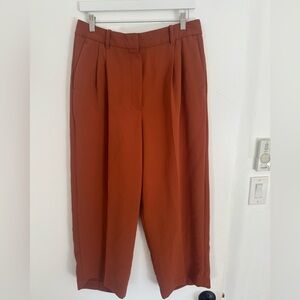 Aritzia Wilfred Cropped Effortless Pant - burnt Orange/Brown Sz 12